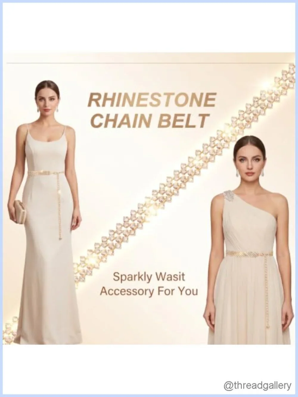 Rhinestone Chain Belt Adjustable Bling Diamond Dress Jeans